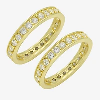 Sparkle Allure Womens Cubic Zirconia 14K Gold Over Brass Eternity Ring Set