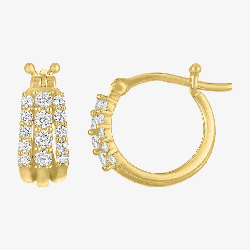 (G-H / I1-I2) Womens 1/3 CT. T.W. Lab Grown White Diamond 10K Gold 12.1mm Hoop Earrings
