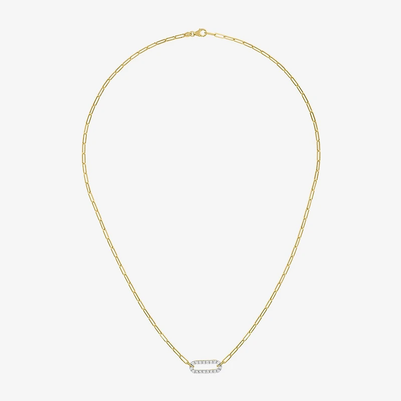 Diamond Addiction (G-H / I1-I2) Womens 1/3 CT. T.W. Lab Grown White Diamond 10K Gold Paperclip 18 Inch Pendant Necklace