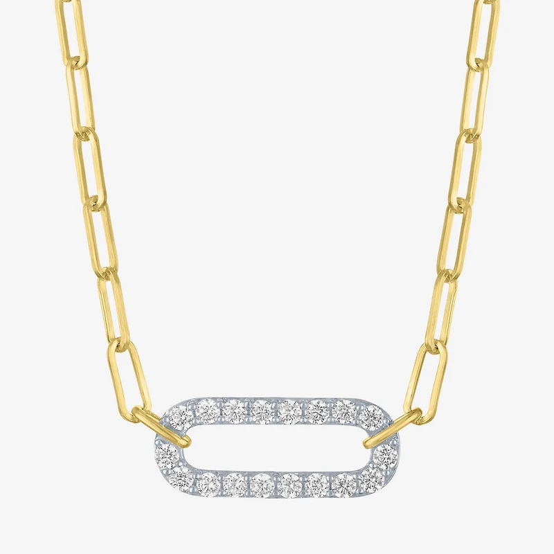 Diamond Addiction (G-H / I1-I2) Womens 1/3 CT. T.W. Lab Grown White Diamond 10K Gold Paperclip 18 Inch Pendant Necklace