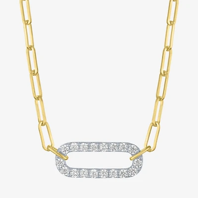 Diamond Addiction (G-H / I1-I2) Womens 1/3 CT. T.W. Lab Grown White Diamond 10K Gold Paperclip 18 Inch Pendant Necklace