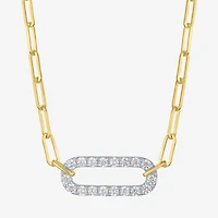 Diamond Addiction (G-H / I1-I2) Womens 1/3 CT. T.W. Lab Grown White Diamond 10K Gold Paperclip 18 Inch Pendant Necklace