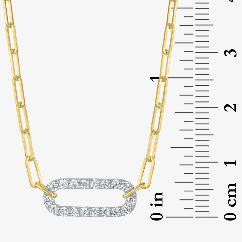 Diamond Addiction (G-H / I1-I2) Womens 1/3 CT. T.W. Lab Grown White Diamond 10K Gold Paperclip 18 Inch Pendant Necklace