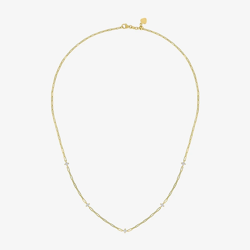Diamond Addiction (G-H / I1-I2) Womens 1/3 CT. T.W. Lab Grown White Diamond 10K Gold Paperclip Round 18 Inch Pendant Necklace