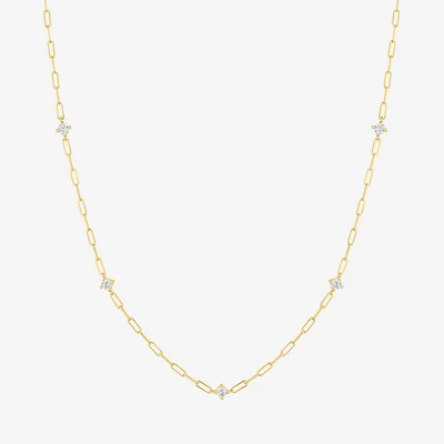 Diamond Addiction (G-H / I1-I2) Womens 1/3 CT. T.W. Lab Grown White Diamond 10K Gold Paperclip Round 18 Inch Pendant Necklace