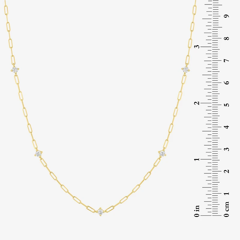 Diamond Addiction (G-H / I1-I2) Womens 1/3 CT. T.W. Lab Grown White Diamond 10K Gold Paperclip Round 18 Inch Pendant Necklace
