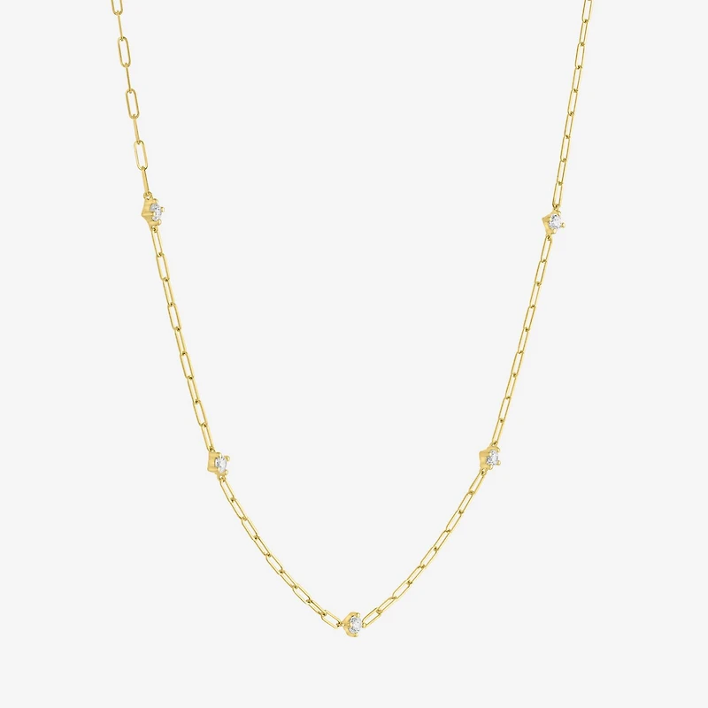 Diamond Addiction (G-H / I1-I2) Womens 1/3 CT. T.W. Lab Grown White Diamond 10K Gold Paperclip Round 18 Inch Pendant Necklace