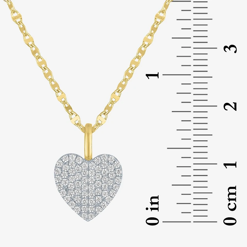 Diamond Addiction (G-H Womens 1/3 CT. T.W. Lab Grown White Diamond 10K Gold Heart 16 Inch Pendant Necklace