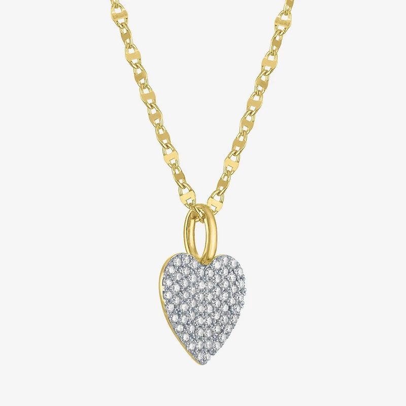 Diamond Addiction (G-H Womens 1/3 CT. T.W. Lab Grown White Diamond 10K Gold Heart 16 Inch Pendant Necklace