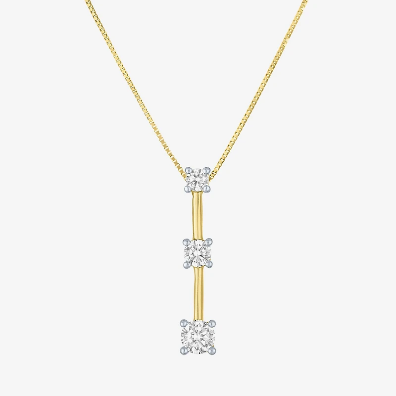 (G-H / I1-I2) Womens 1/3 CT. T.W. Lab Grown White Diamond 10K Gold Round 16 Inch Pendant Necklace