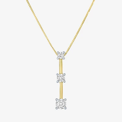 (G-H / I1-I2) Womens 1/3 CT. T.W. Lab Grown White Diamond 10K Gold Round 16 Inch Pendant Necklace