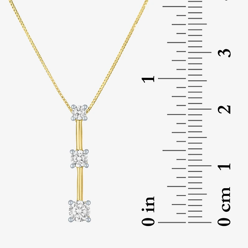 (G-H / I1-I2) Womens 1/3 CT. T.W. Lab Grown White Diamond 10K Gold Round 16 Inch Pendant Necklace