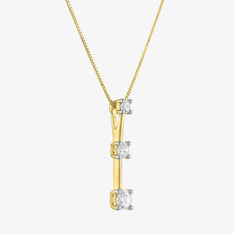 (G-H / I1-I2) Womens 1/3 CT. T.W. Lab Grown White Diamond 10K Gold Round 16 Inch Pendant Necklace