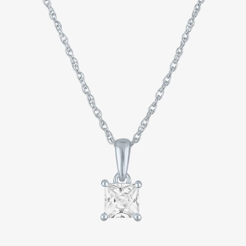 ( G-H/I1-I2 ) Womens 1/2 CT. Lab-Grown Diamond 10K Gold 18 Inch Princess Pendant Necklace