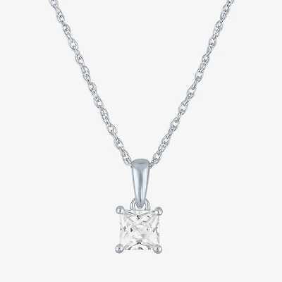 ( G-H/I1-I2 ) Womens 1/2 CT. Lab-Grown Diamond 10K Gold 18 Inch Princess Pendant Necklace