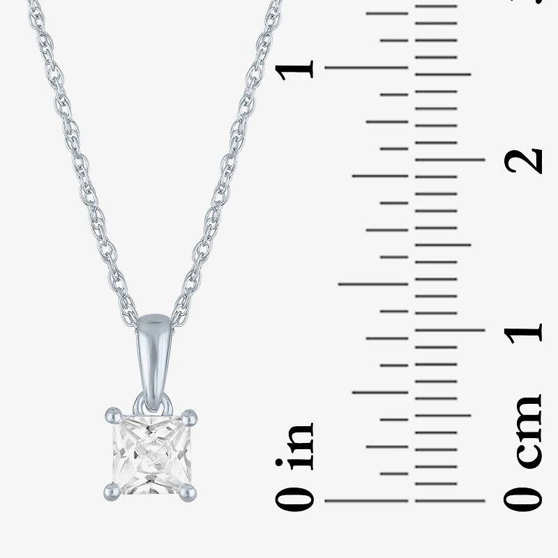 ( G-H/I1-I2 ) Womens 1/2 CT. Lab-Grown Diamond 10K Gold 18 Inch Princess Pendant Necklace