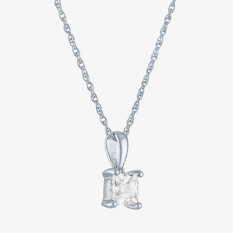 ( G-H/I1-I2 ) Womens 1/2 CT. Lab-Grown Diamond 10K Gold 18 Inch Princess Pendant Necklace