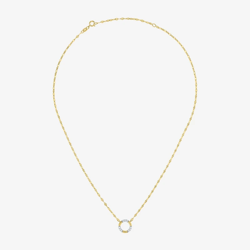 (G-H/ I1-I2) Womens 1/10 CT. T.W. Lab Grown White Diamond 14K Gold Over Silver Sterling Silver Circle 16 Inch Pendant Necklace