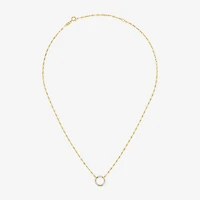 (G-H/ I1-I2) Womens 1/10 CT. T.W. Lab Grown White Diamond 14K Gold Over Silver Sterling Silver Circle 16 Inch Pendant Necklace