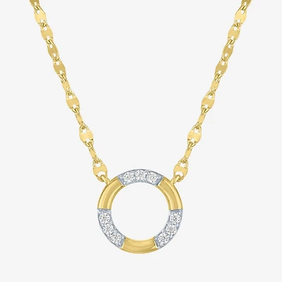 (G-H/ I1-I2) Womens 1/10 CT. T.W. Lab Grown White Diamond 14K Gold Over Silver Sterling Silver Circle 16 Inch Pendant Necklace