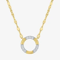 (G-H/ I1-I2) Womens 1/10 CT. T.W. Lab Grown White Diamond 14K Gold Over Silver Sterling Silver Circle 16 Inch Pendant Necklace