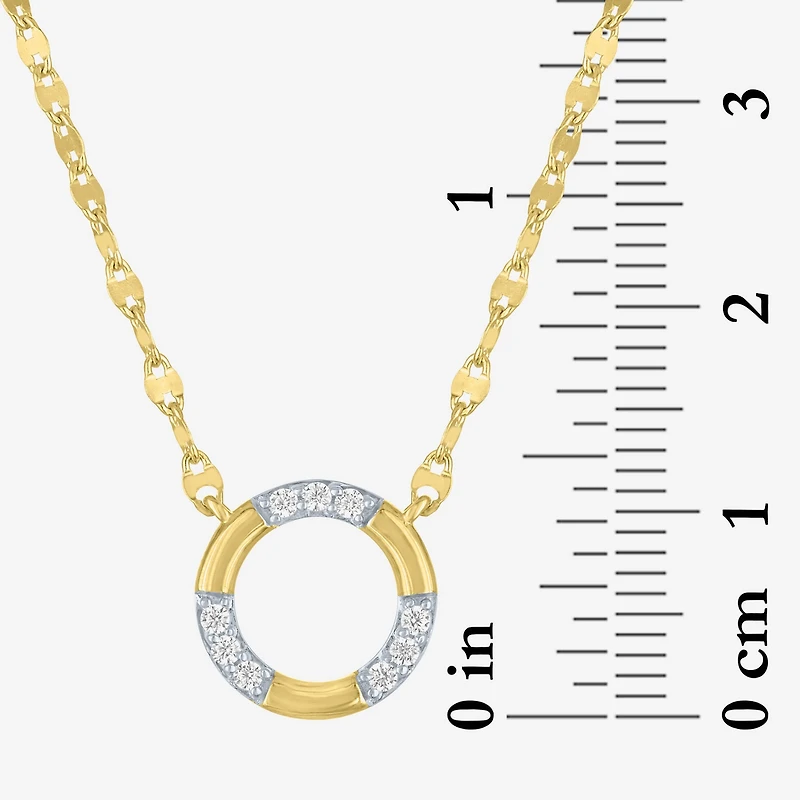 (G-H/ I1-I2) Womens 1/10 CT. T.W. Lab Grown White Diamond 14K Gold Over Silver Sterling Silver Circle 16 Inch Pendant Necklace