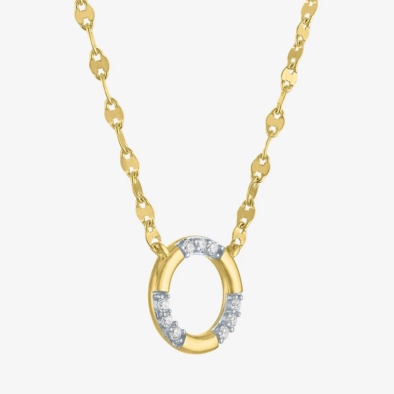(G-H/ I1-I2) Womens 1/10 CT. T.W. Lab Grown White Diamond 14K Gold Over Silver Sterling Silver Circle 16 Inch Pendant Necklace