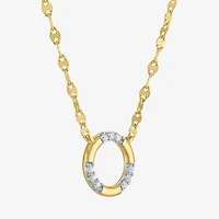 (G-H/ I1-I2) Womens 1/10 CT. T.W. Lab Grown White Diamond 14K Gold Over Silver Sterling Silver Circle 16 Inch Pendant Necklace