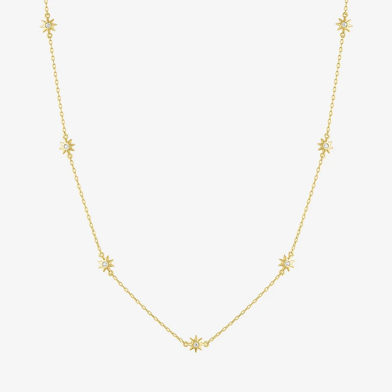 Diamond Addiction (G-H Womens 1/10 CT. T.W. Lab Grown White Diamond 14K Gold Over Silver Sterling Silver Star 16 Inch Pendant Necklace