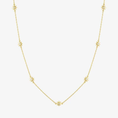 Diamond Addiction (G-H Womens 1/10 CT. T.W. Lab Grown White Diamond 14K Gold Over Silver Sterling Silver Star 16 Inch Pendant Necklace