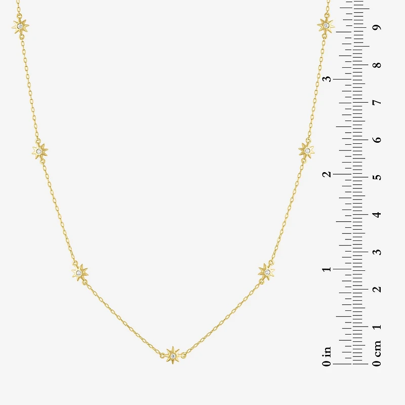 Diamond Addiction (G-H Womens 1/10 CT. T.W. Lab Grown White Diamond 14K Gold Over Silver Sterling Silver Star 16 Inch Pendant Necklace