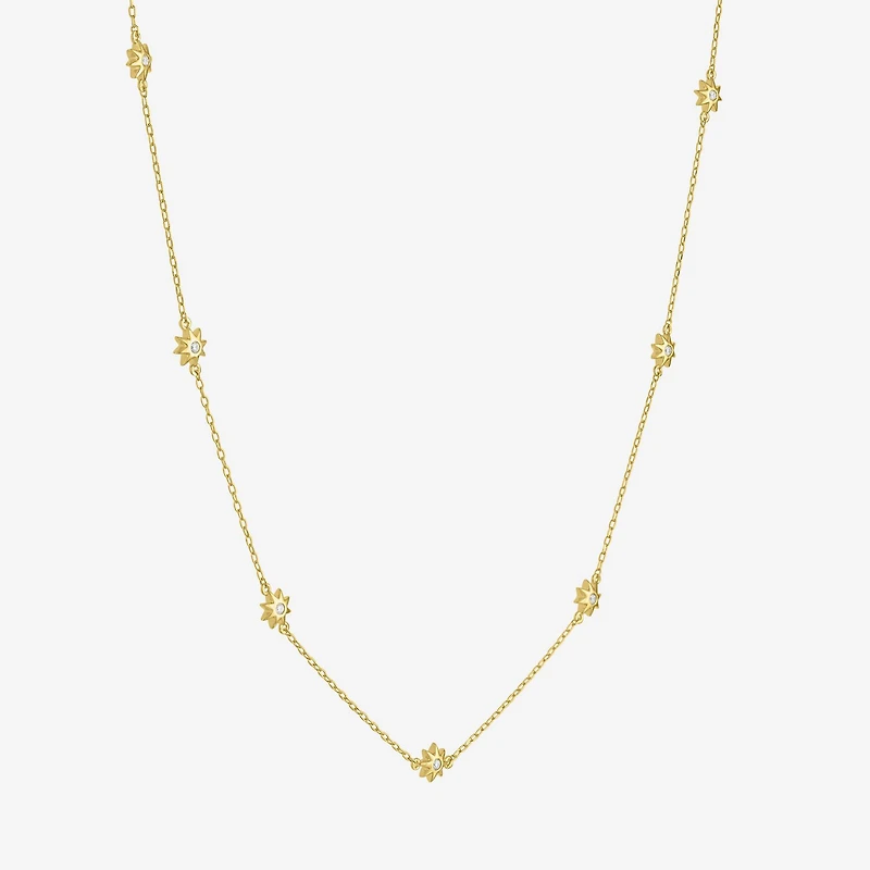 Diamond Addiction (G-H Womens 1/10 CT. T.W. Lab Grown White Diamond 14K Gold Over Silver Sterling Silver Star 16 Inch Pendant Necklace