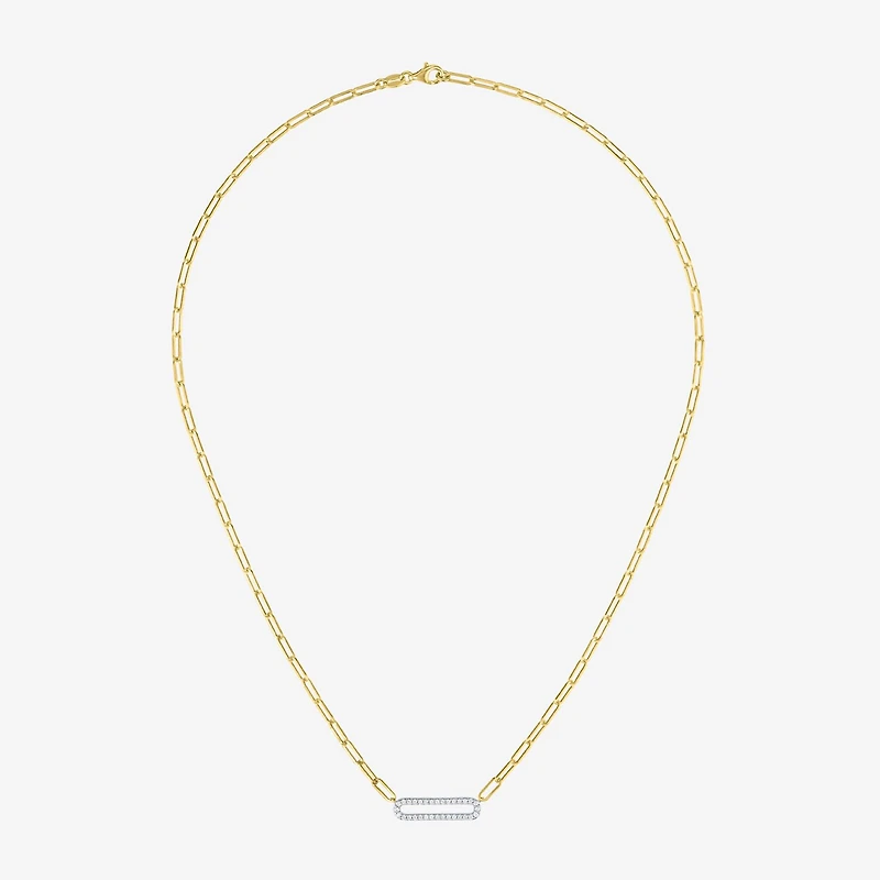 Diamond Addiction (G-H / I1-I2) Womens 1/5 CT. Lab Grown White Diamond 14K Gold Over Silver Sterling Silver Paperclip 18 Inch Pendant Necklace