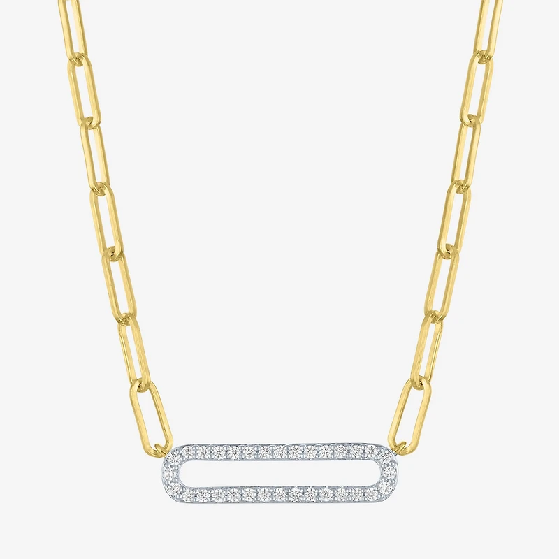 Diamond Addiction (G-H / I1-I2) Womens 1/5 CT. Lab Grown White Diamond 14K Gold Over Silver Sterling Silver Paperclip 18 Inch Pendant Necklace