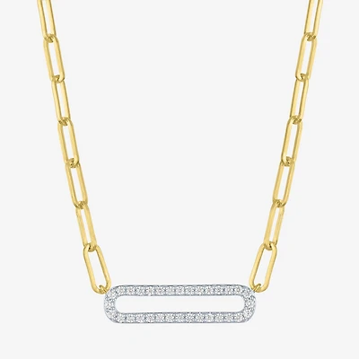 Diamond Addiction (G-H / I1-I2) Womens 1/5 CT. Lab Grown White Diamond 14K Gold Over Silver Sterling Silver Paperclip 18 Inch Pendant Necklace