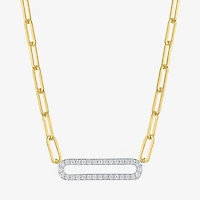 Diamond Addiction (G-H / I1-I2) Womens 1/5 CT. Lab Grown White Diamond 14K Gold Over Silver Sterling Silver Paperclip 18 Inch Pendant Necklace