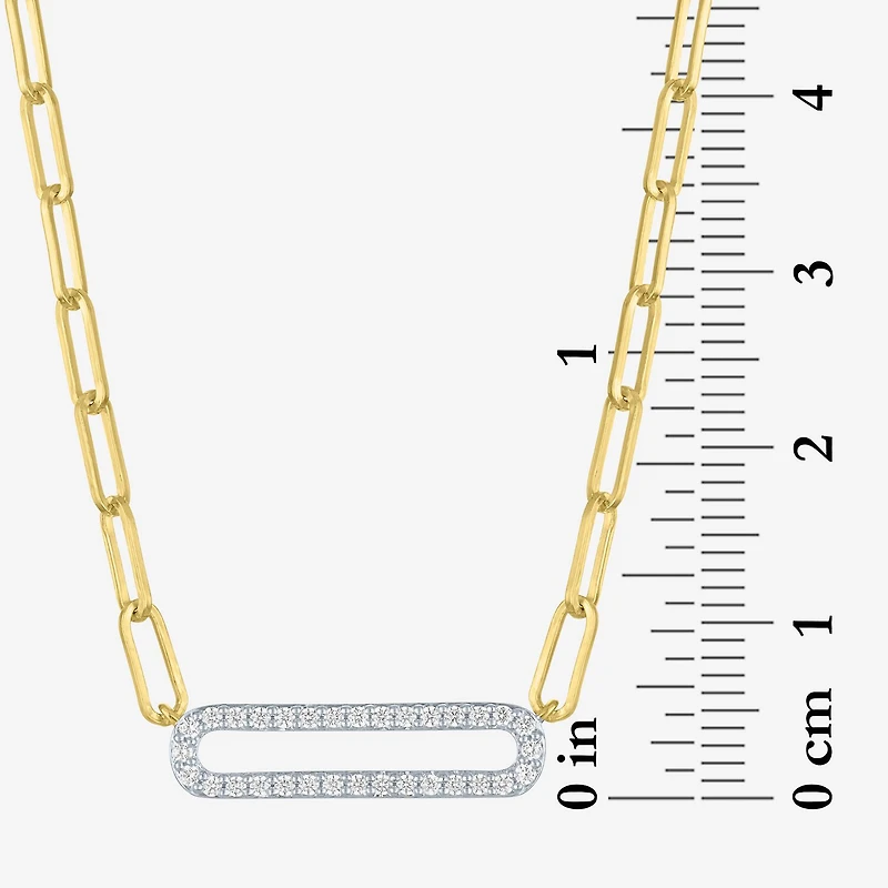 Diamond Addiction (G-H / I1-I2) Womens 1/5 CT. Lab Grown White Diamond 14K Gold Over Silver Sterling Silver Paperclip 18 Inch Pendant Necklace