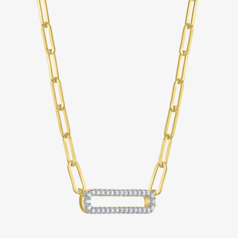 Diamond Addiction (G-H / I1-I2) Womens 1/5 CT. Lab Grown White Diamond 14K Gold Over Silver Sterling Silver Paperclip 18 Inch Pendant Necklace