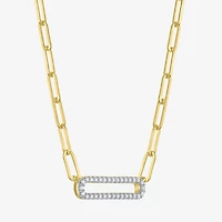 Diamond Addiction (G-H / I1-I2) Womens 1/5 CT. Lab Grown White Diamond 14K Gold Over Silver Sterling Silver Paperclip 18 Inch Pendant Necklace