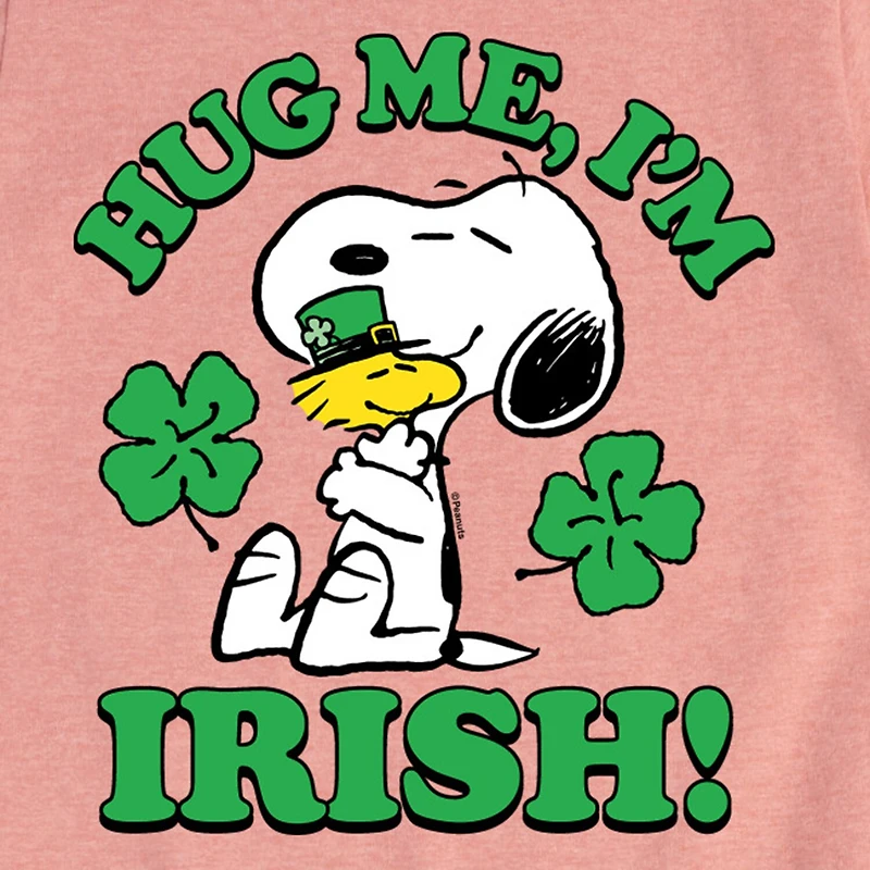 Hug Me Im Irish Big Kid Girls Crew Neck Short Sleeve Peanuts T-Shirt