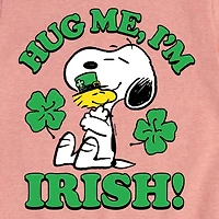 Hug Me Im Irish Big Kid Girls Crew Neck Short Sleeve Peanuts T-Shirt