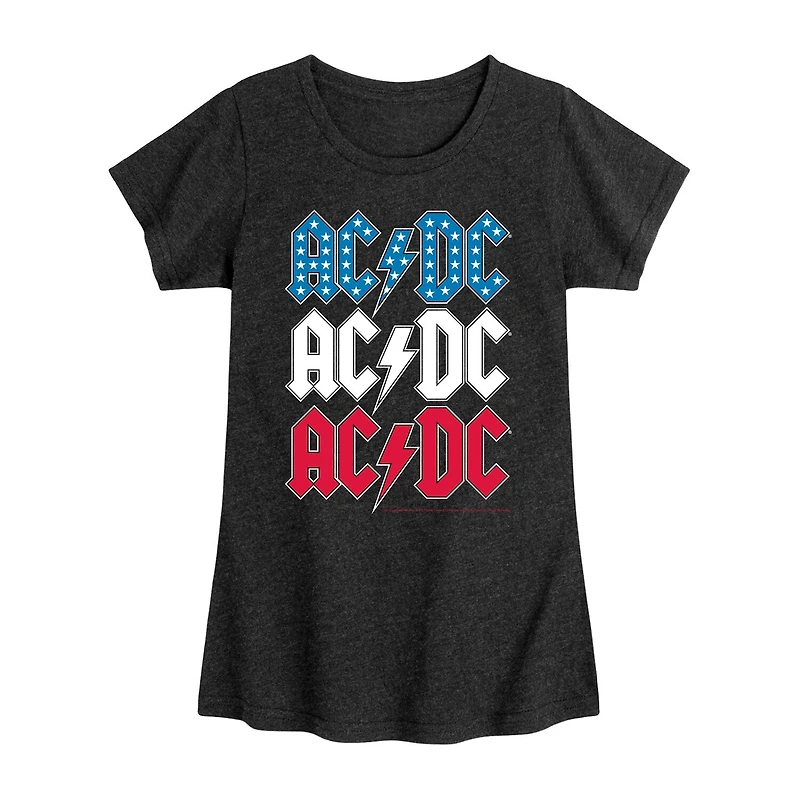AC/DC Usa Big Kid Girls Crew Neck Short Sleeve T-Shirt
