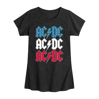 AC/DC Usa Big Kid Girls Crew Neck Short Sleeve T-Shirt