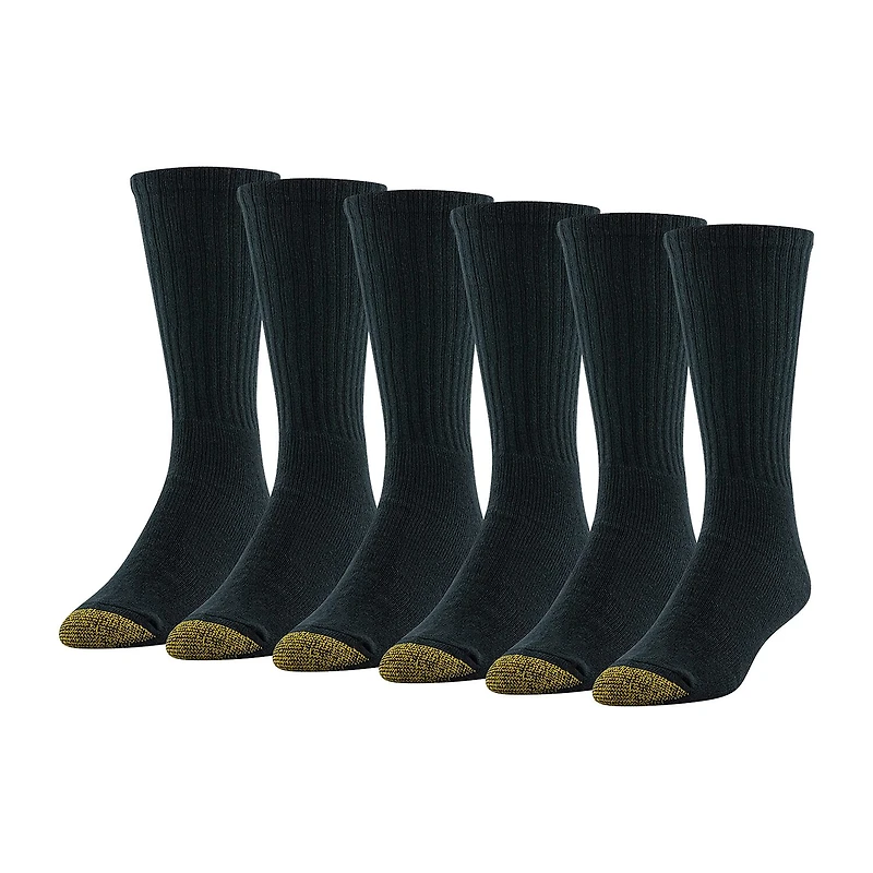 Gold Toe Harrington Mens 6 Pair Big and Tall Crew Socks