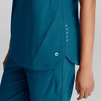 Barco One Bot216 Flux 2-Pocket Banded Zip Collar Womens Plus Tall High Neck Short Sleeve Wrinkle Resistant Scrub Top