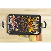 IMUSA Bistro Ceramic 17X10" Double Burner Griddle with Cool Touch Handles