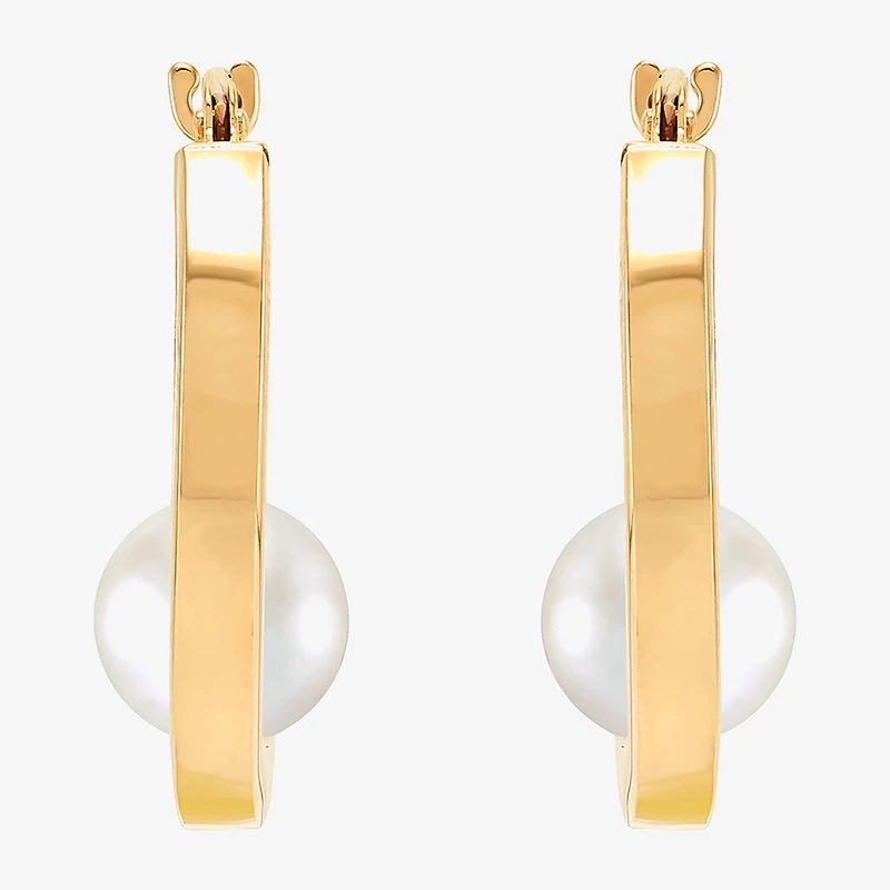 Womens Dyed White 10K Gold 17mm Hoop Earrings