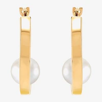 Womens Dyed White 10K Gold 17mm Hoop Earrings