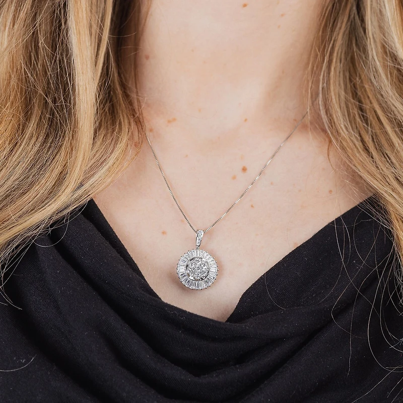 (G / Si2) Womens 2 CT. T.W. Lab Grown White Diamond 14K Gold Round 18 Inch Pendant Necklace