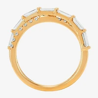 (H-I / Si1-Si2) Womens 2.5MM 1 CT. T.W. Lab Grown White Diamond 10K Gold Crossover Band